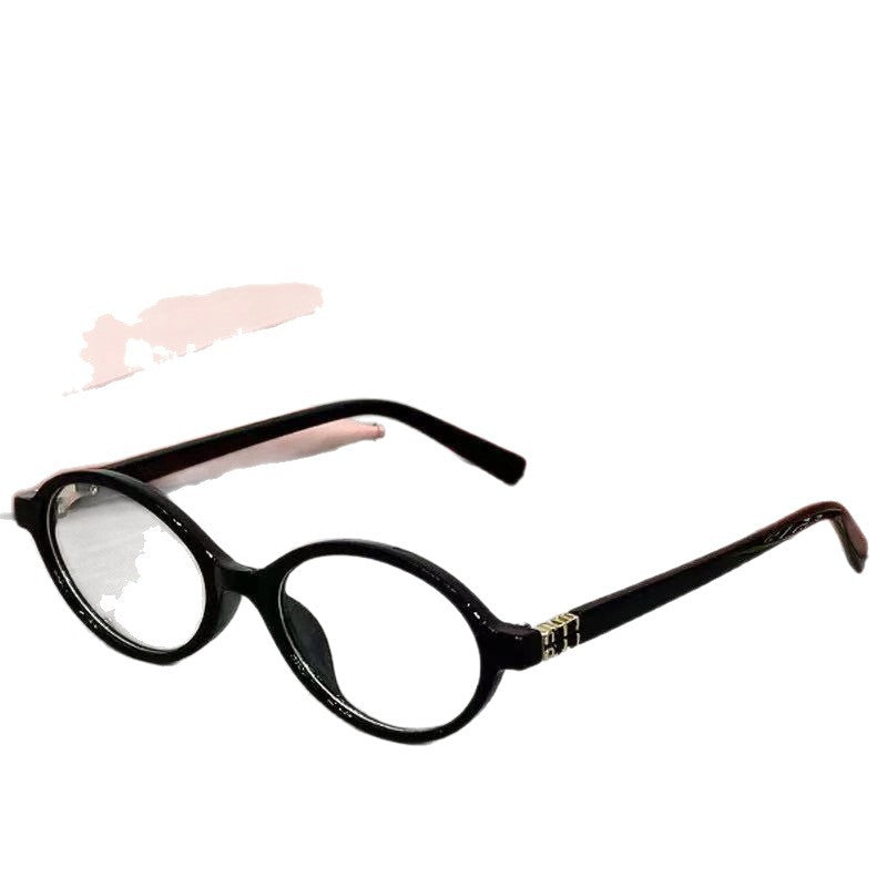 Jang Won-young Same Style Glasses Nerd Myopia Oval Small Frame Retro Sunglasses Leopard Print Korean Style No Makeup Retro