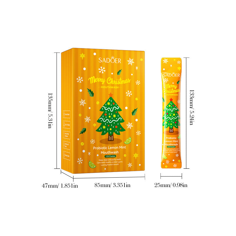 Cross-border Christmas Probiotic Mouthwash Strips10ml  SADOER Green Lemon Mint Export Manufacturer Wholesale