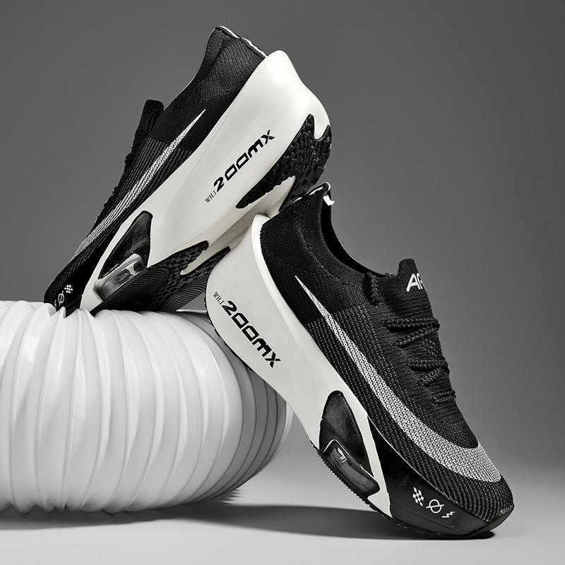 2025Autumn New High Elastic Double Mesh Breathable Sports Shoes Air Cushion Shock Absorption Full Palm Carbon Plate Couple Racing Running Shoes