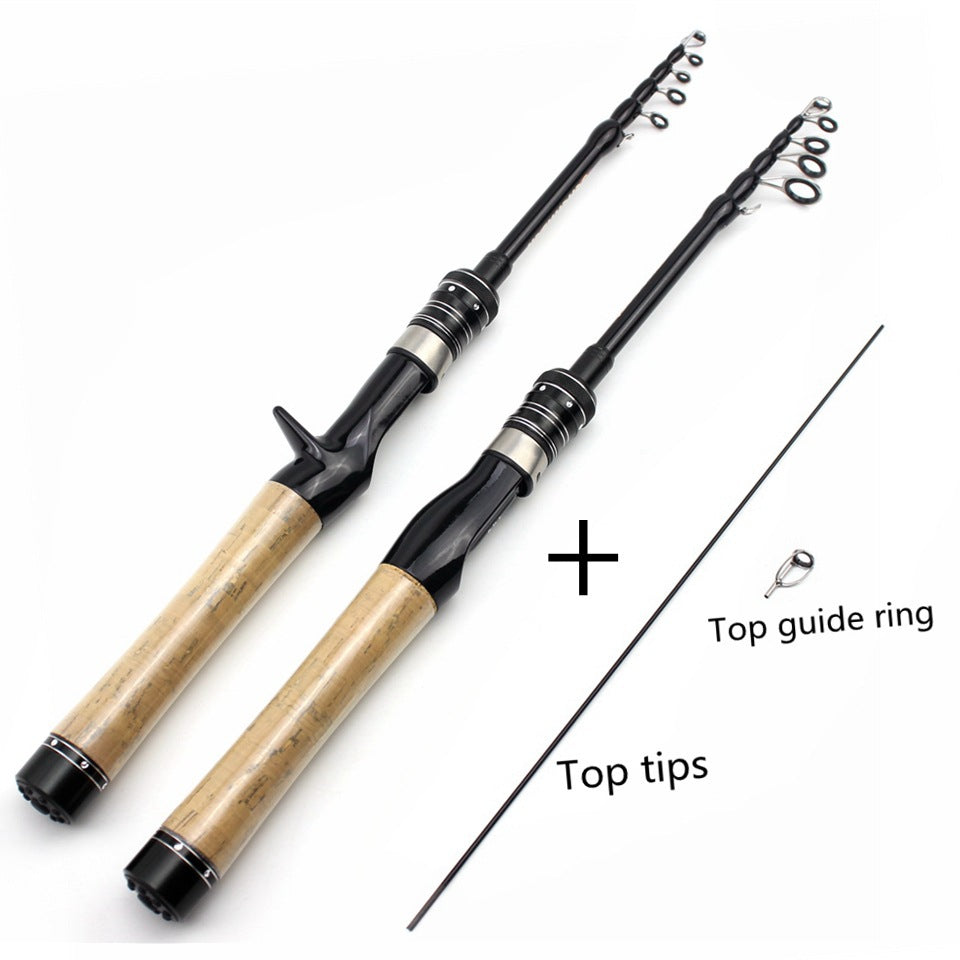 Portable Telescopic Lure Rod ul European and American Style Carbon Fiber Short Section Fishing Rod with Cork Handle