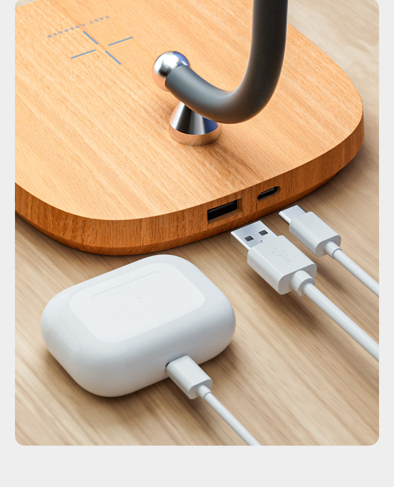 15w Wireless Charging Study Table Lamp Bedroom Bedside Sleep Eye Protection Night Light Outdoor Camping Atmosphere Light