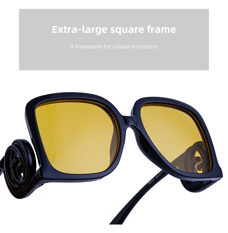 European and American fashion large frame sunglasses for women with a high-end feel INS Wind Sunglasses Sun Protection No Makeup Glasses Square Frame sunglasse