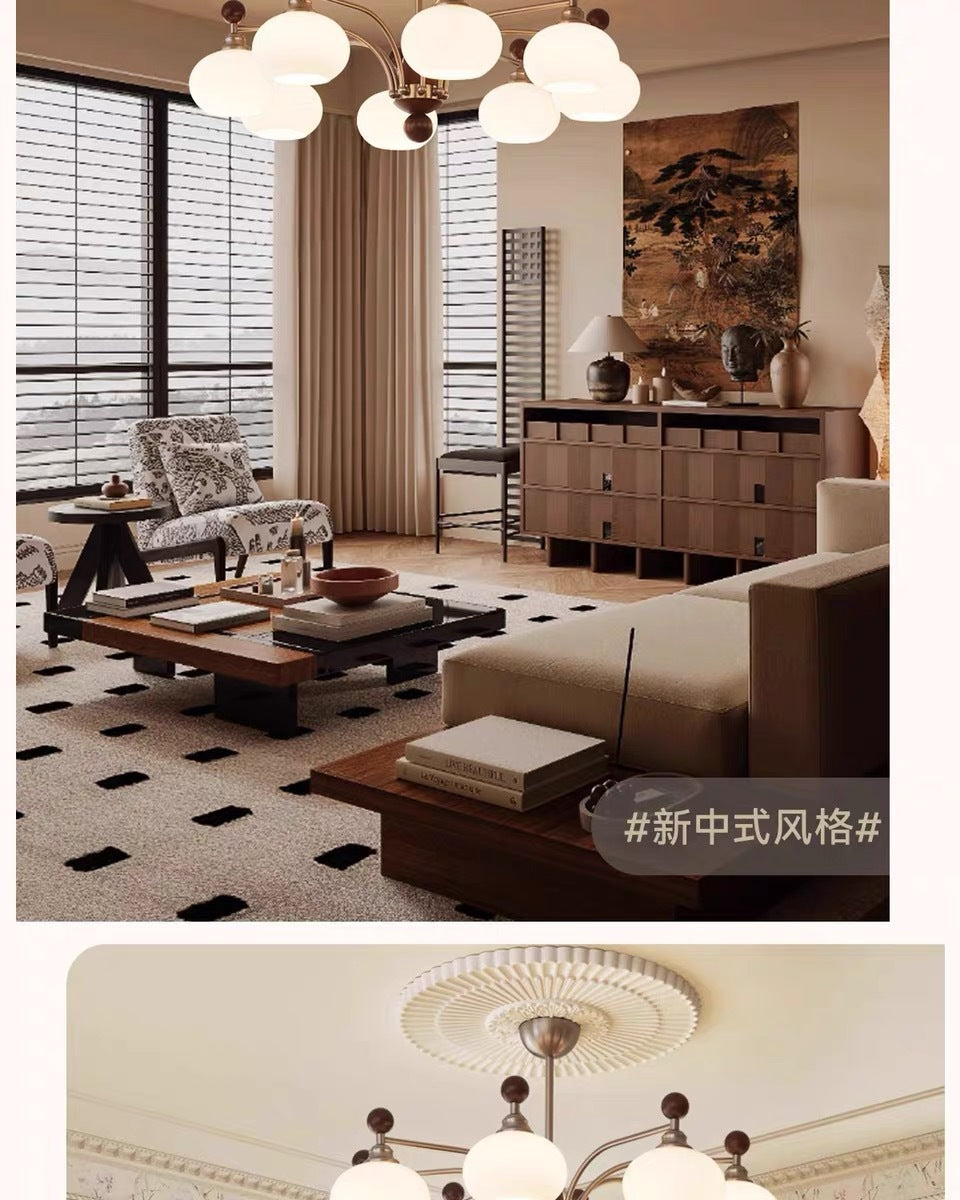 Vintage Retro Solid Wood Living Room Designer Persimmon Pendant Light Vintage French Cream Style Bedroom Living Room Dining Room Light