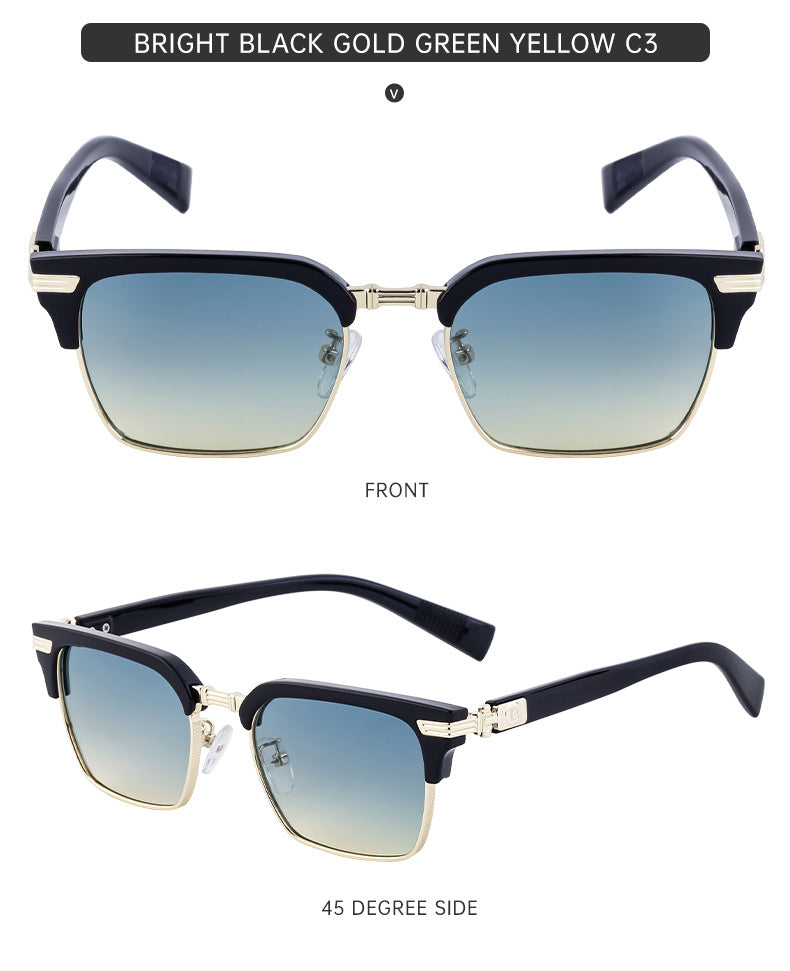 New Retro Square Frame Sunglasses Unisex Eyebrow Frame UV Protection Sunglasses Double Bridge Glasses shades