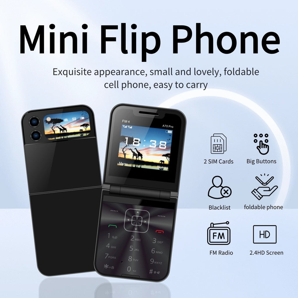 A7pro Flip Phone Mini Feature Phone Foldable Phone with Buttons2G Foreign Language Multi-Language