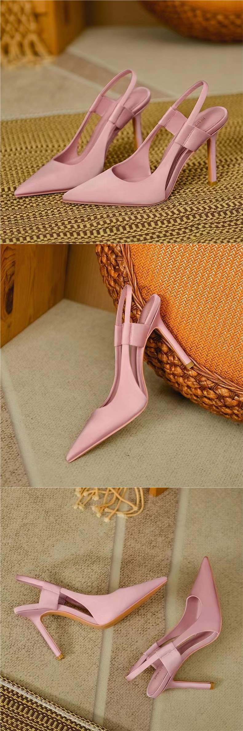 Fairy High Heels for Women2025New Pointed Toe French Style Thin Heel Mules Casual Outdoor Closed-Toe Sandals Trendy