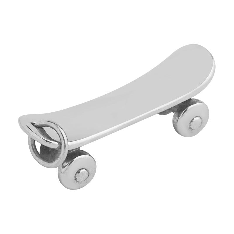 New Men's Personality Skateboard Stainless Steel Pendant Punk Rock Sports Titanium Steel Necklace Factory Wholesale