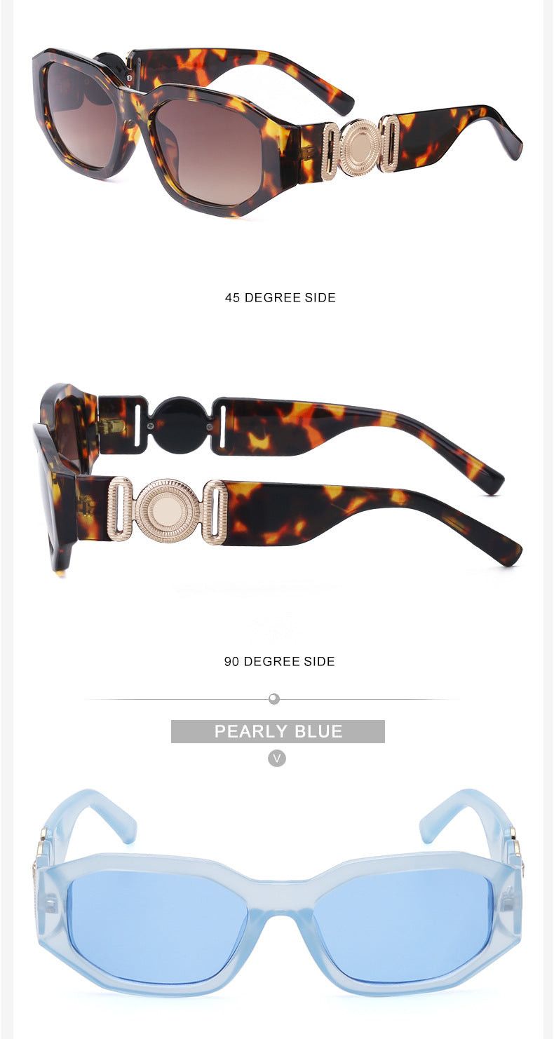 2025New Small Square Frame Sunglasses European and American Trendy Head-Shaped Polygonal Glasses Small Frame Sunglasses for Men