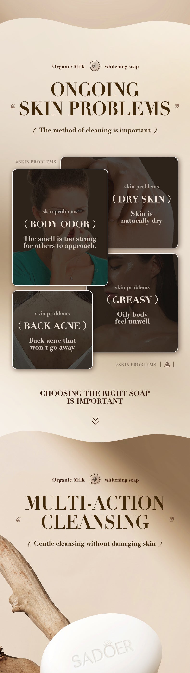 SADOER 牛奶保湿皂 100克 通用手工皂 身体清洁 跨境批发