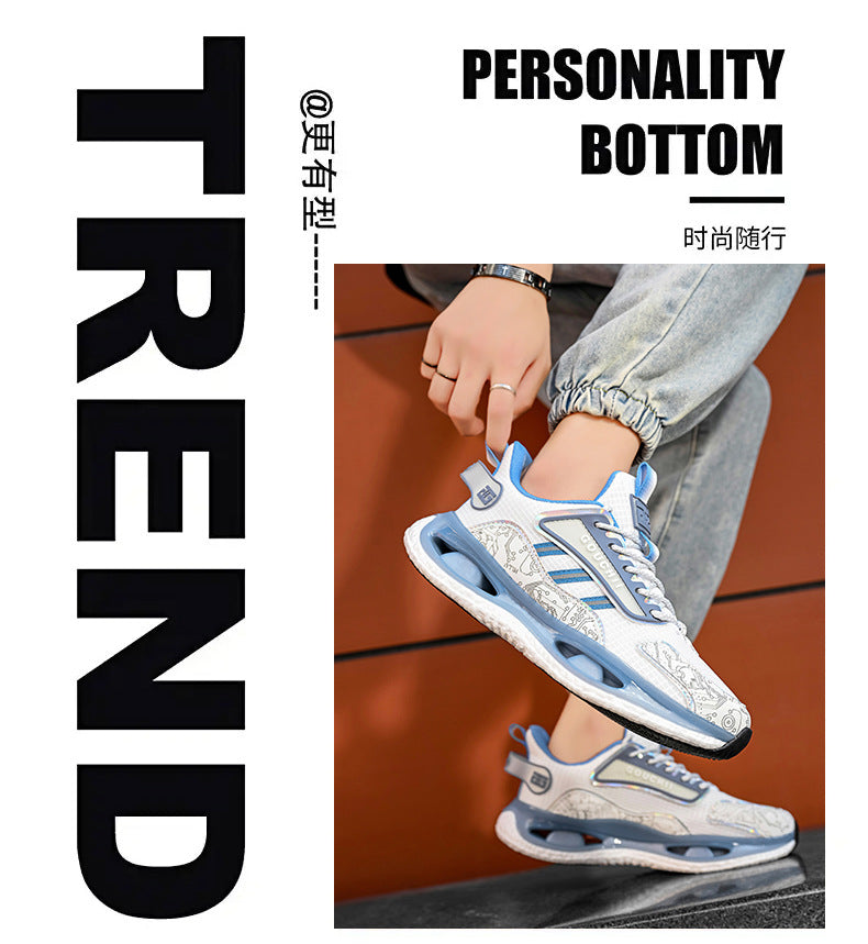 Autumn Hot-Selling Popcorn Rubber Non-Slip Wear-Resistant Sports Running Shoes Mesh Breathable Couple Trendy Casual Shoes