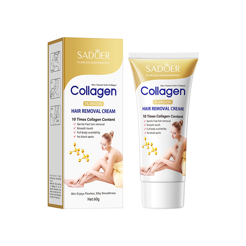 Full English Collagen Gentle Hair Removal Cream SADOER Skin-friendly Non-irritating Underarm Hair Removal Cream  Wholesale
