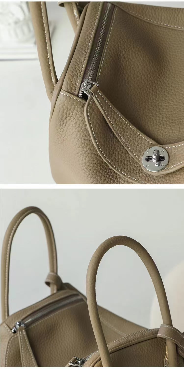 Doctor Genuine Leather Women's Bag2024Handheld Top Layer Cowhide Lychee Pattern Lindy Bag Single Shoulder Handbag Medicine Box Trendy