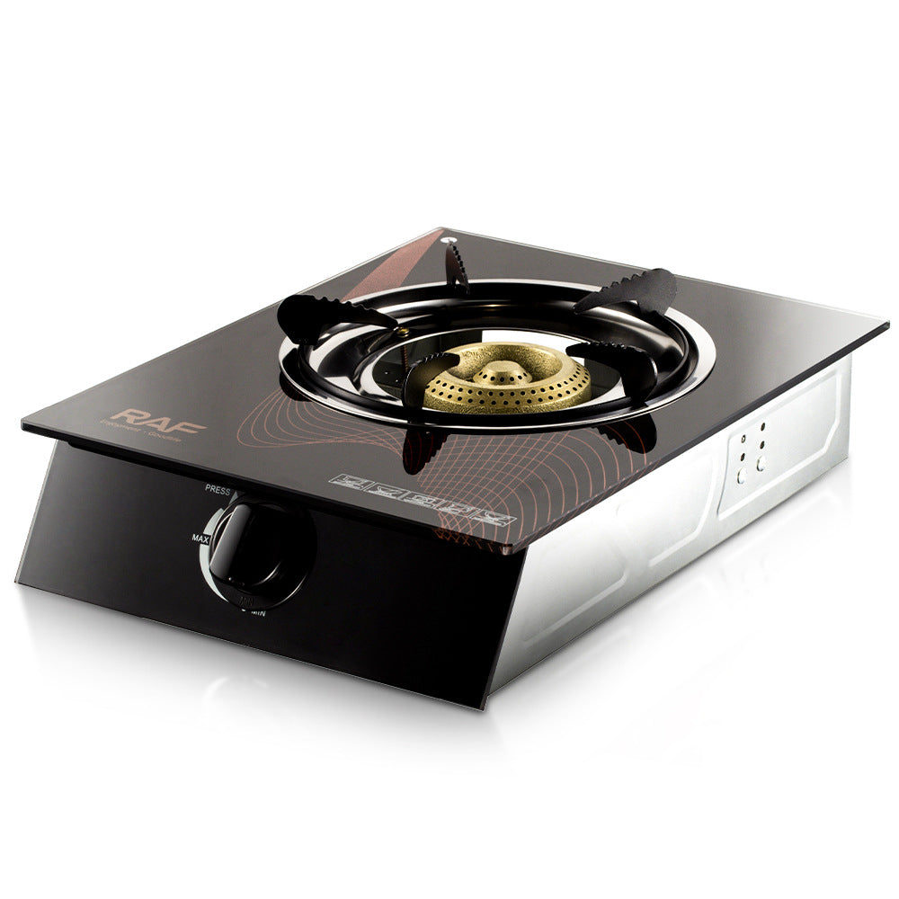 European Standard Gas Stove Single Burner Household Liquefied Gas Tabletop Flameout Protection Glass Rotating High Heat Natural Gas R.8034