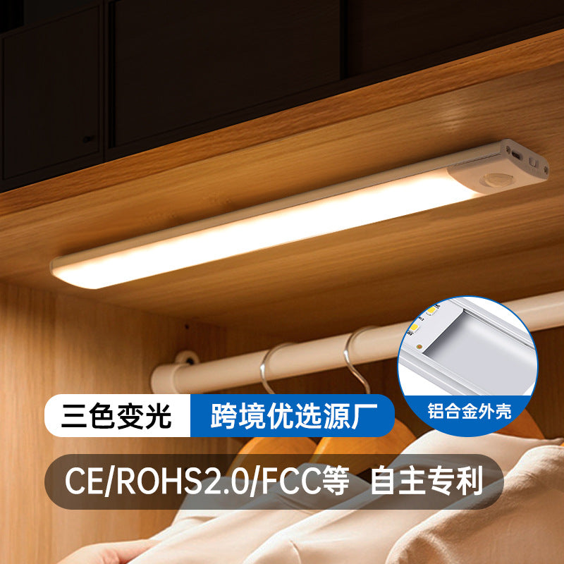 Ultra-thin Smart Human Body Sensor led Lamp Magnetic Self-Adhesive Long Strip Wardrobe Light with Rechargeable Wine Cabinet Cabinet Light Strip