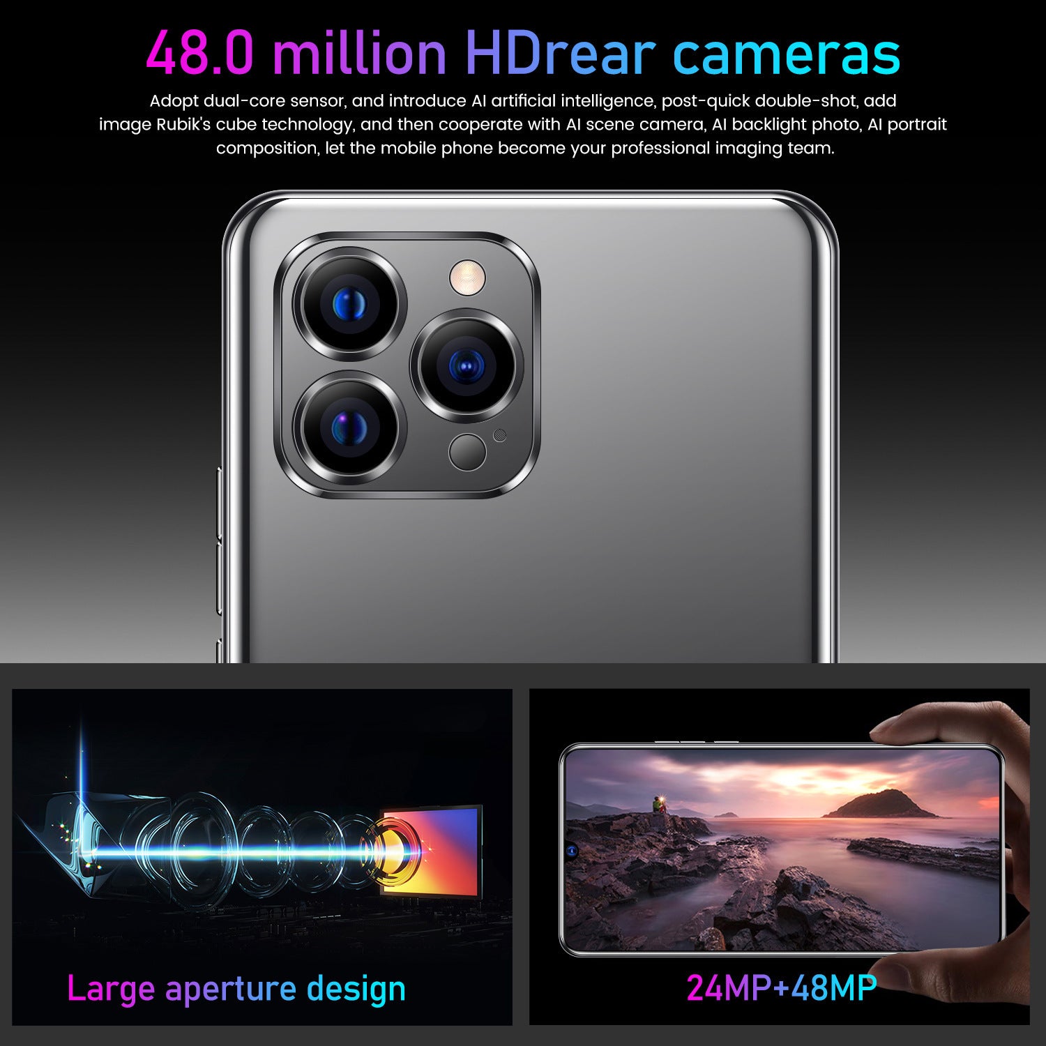 Exclusive Supply Ai12 pro Smartphone6.5Large Screen Android Phone Black Technology Hot-Selling Wholesale