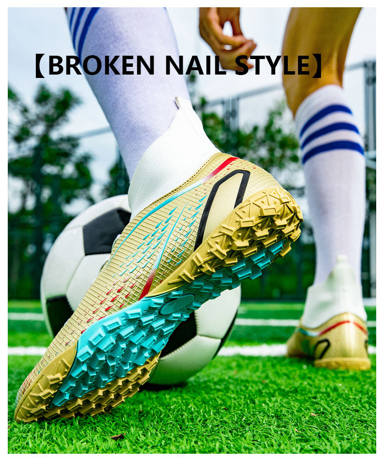New football shoes for men and women AG Long Spike gold Competition Student Training Shoes Artificial Turf TF Wholesale of Broken Nails