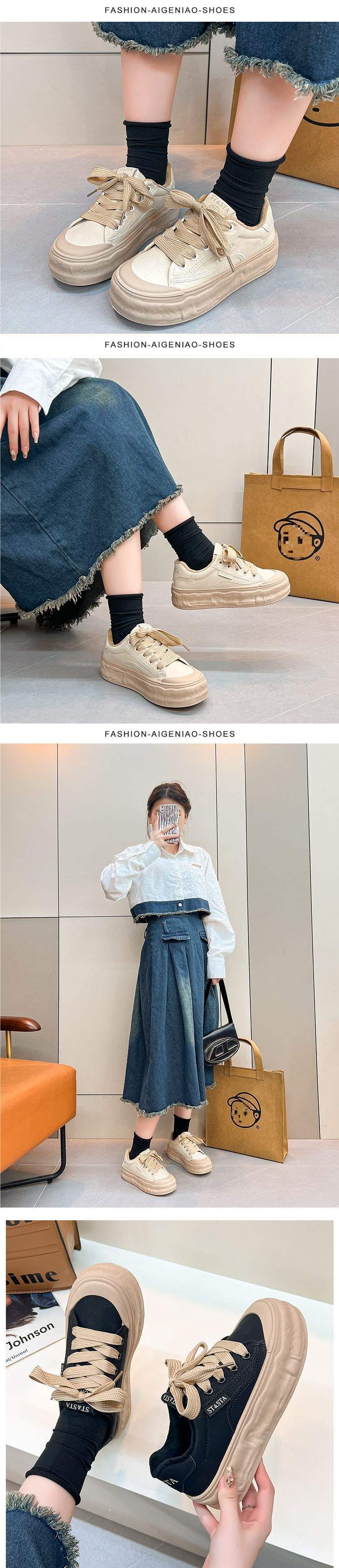 Women's White Sneakers2025New Spring and Autumn Trendy Casual Versatile Platform Thick-Soled Loafers