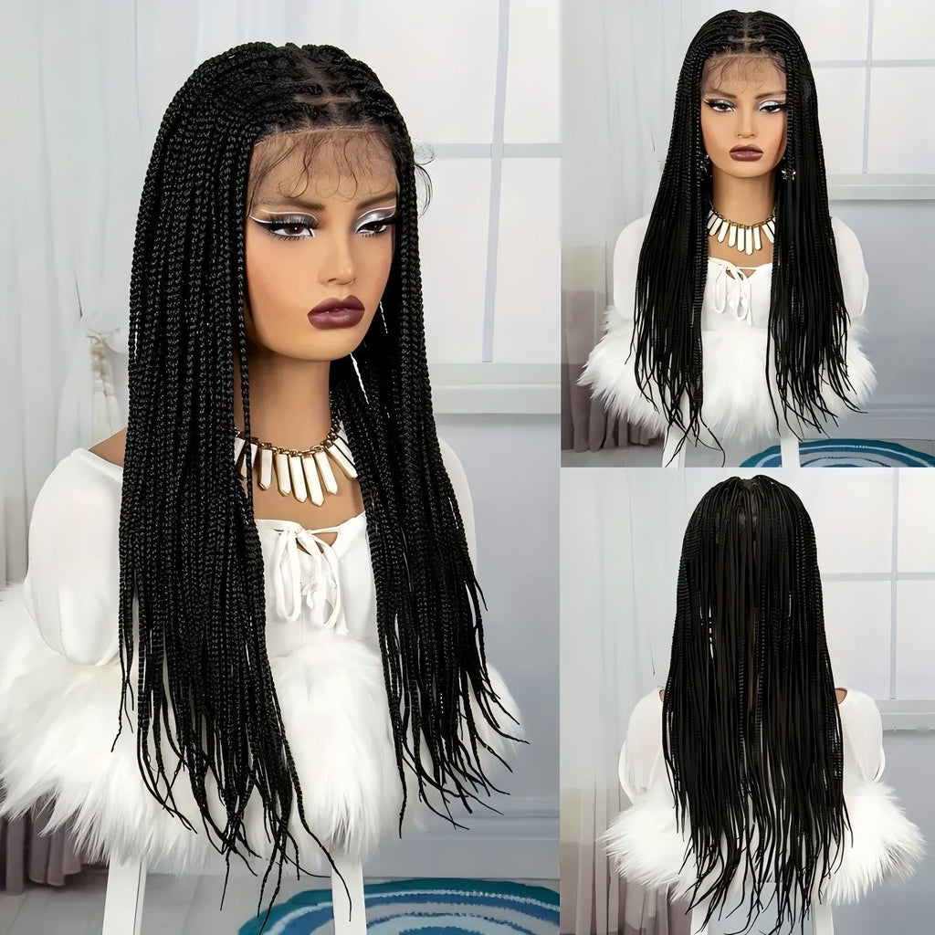 TEMU Amazon Cross-Border European and American Wig Three-Strand Braid Full Lace Hand-Woven Full Wig