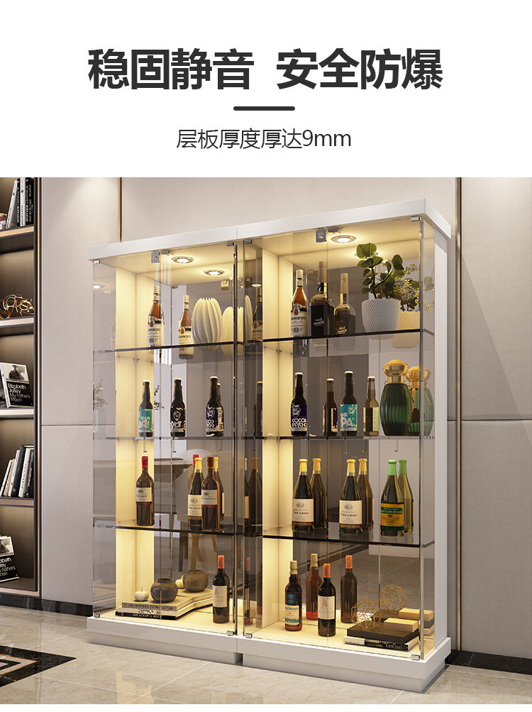 Custom Apartment Glass Wine Cabinet Light Luxury Transparent Collection Figurine Display Cabinet Factory Direct Sales Undertakes Hotel Projects