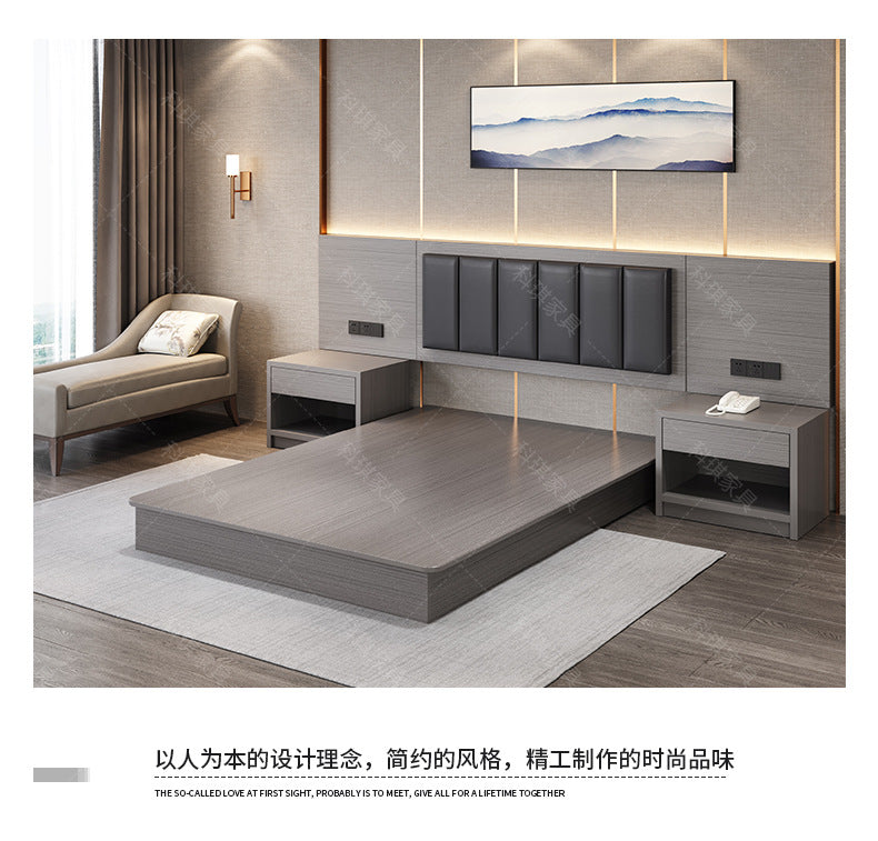 Hotel Guesthouse Bed Standard Room Full Set Furniture Apartment Homestay Single Double Bed Hotel Rental Room Special Bed Box