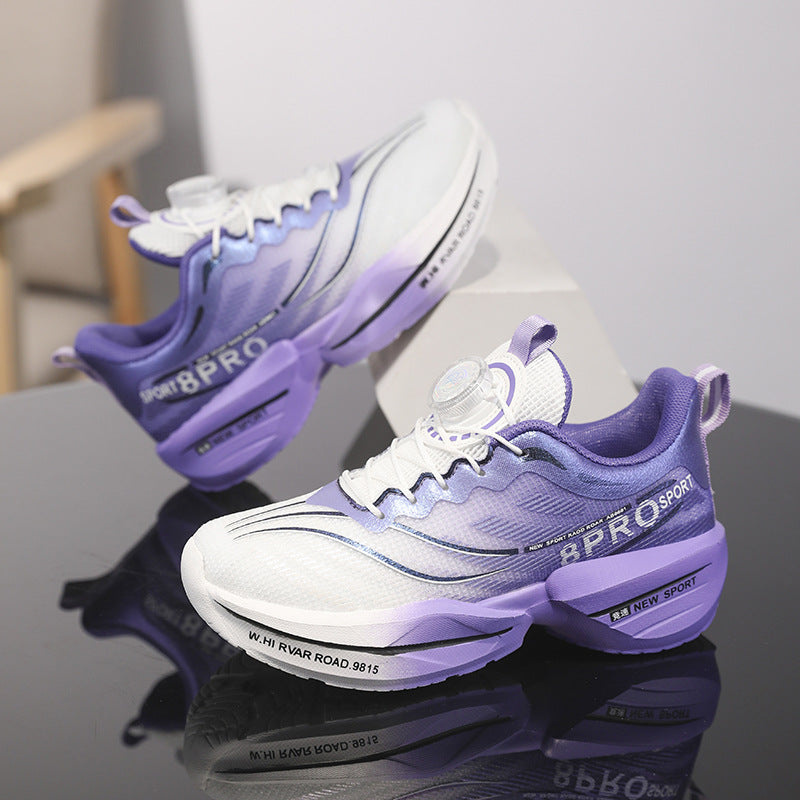 Red Rabbit8pro Rotating Button Children's Shoes Lightweight Shock Absorption Rebound Non-Slip Running Shoes Boys and Girls Students Physical Test Sports Shoes