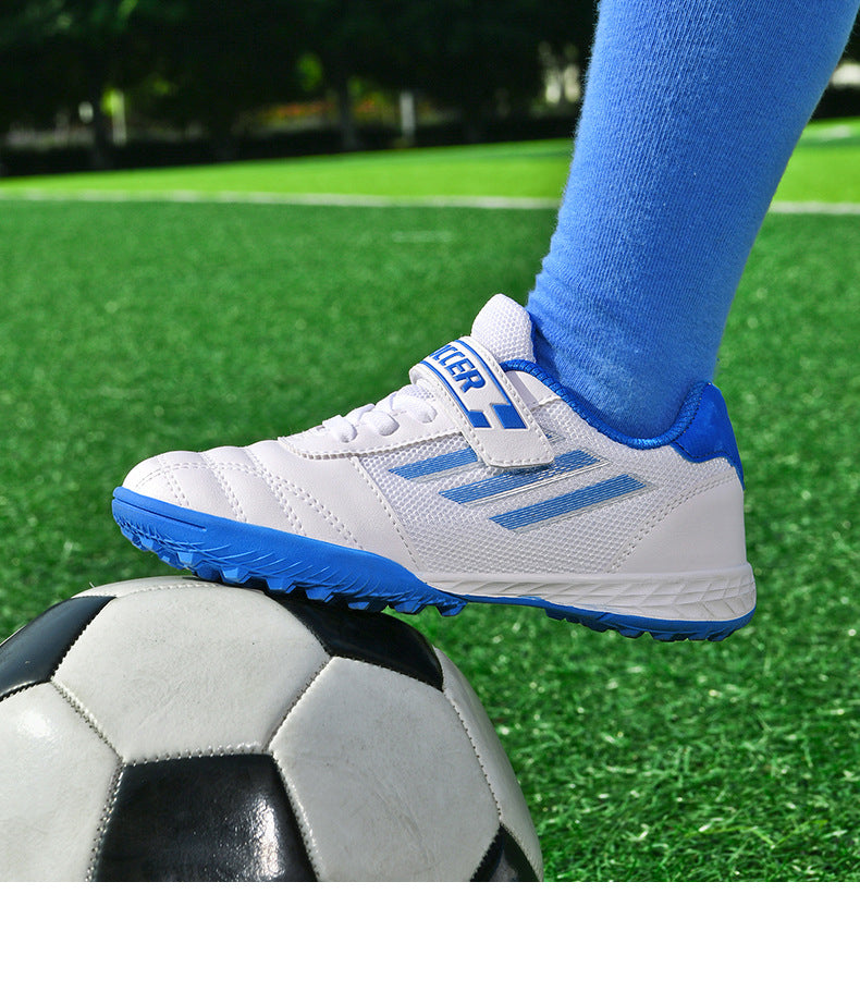 New football shoes for men and women with Velcro for children TF Broken Nail Style Youth Student Grassland Flat Training Shoes