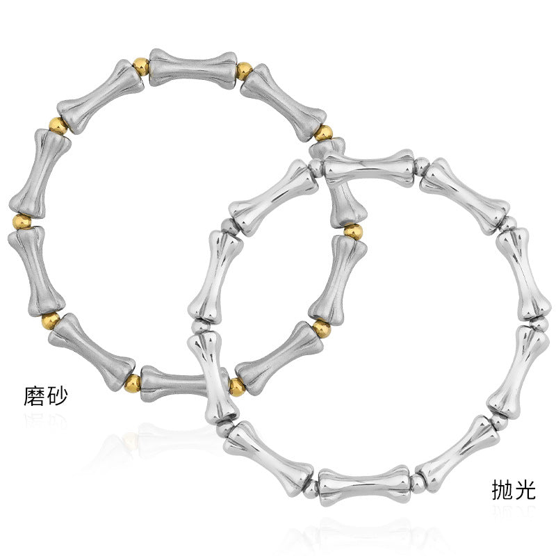 Stainless Steel Matte Skull Bone Bracelet Titanium Steel Polished Bright Surface Spliced Bracelet Factory Wholesale