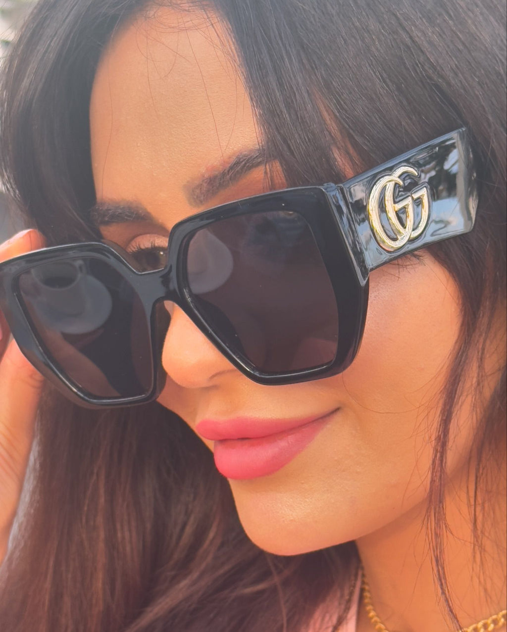 G Home Sunglasses European and American Style ins Xiaohongshu Celebrity Style Sunglasses Square Frame Color Block Legs Unisex GG6040