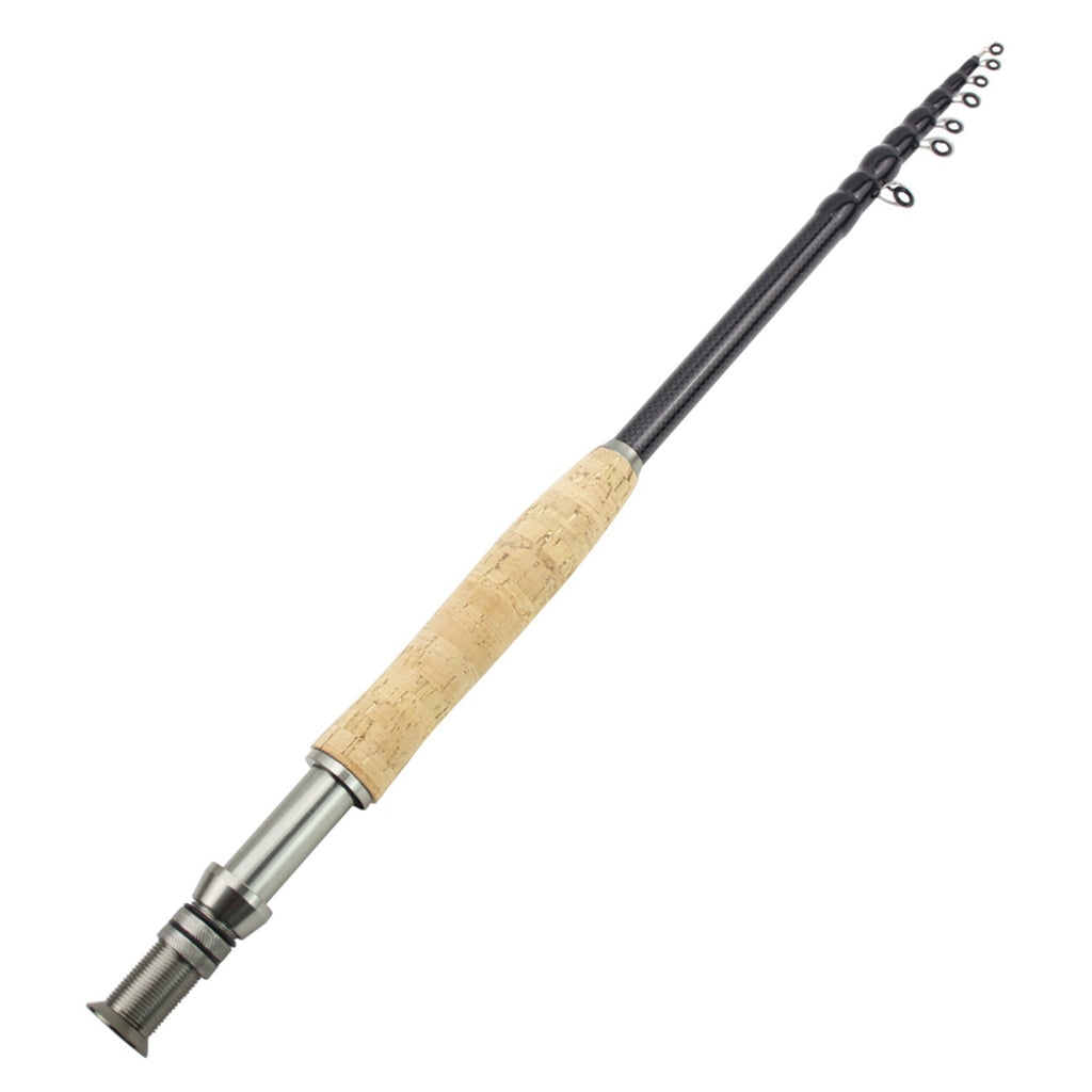 European and American Popular Portable Retractable Fly Rod Carbon Fiber Wooden Handle Fly Fishing Rod Lure Bass Pike Rod