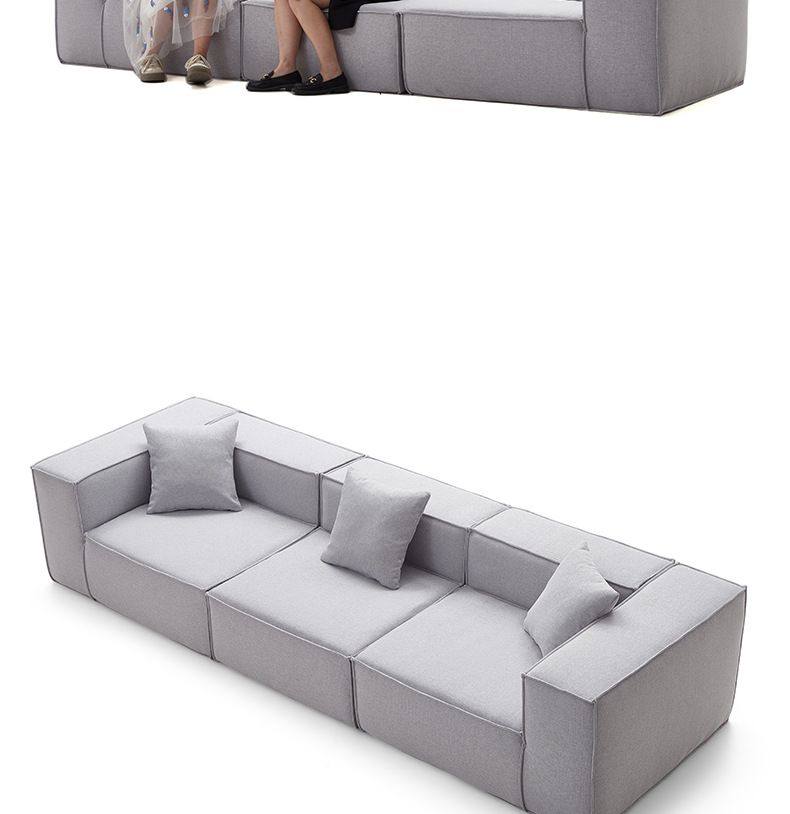 Vacuum Compression Modern Minimalist Tofu Block Sofa Small Apartment Living Room Retro Straight Row Roll Pack Square Fabric Sofa