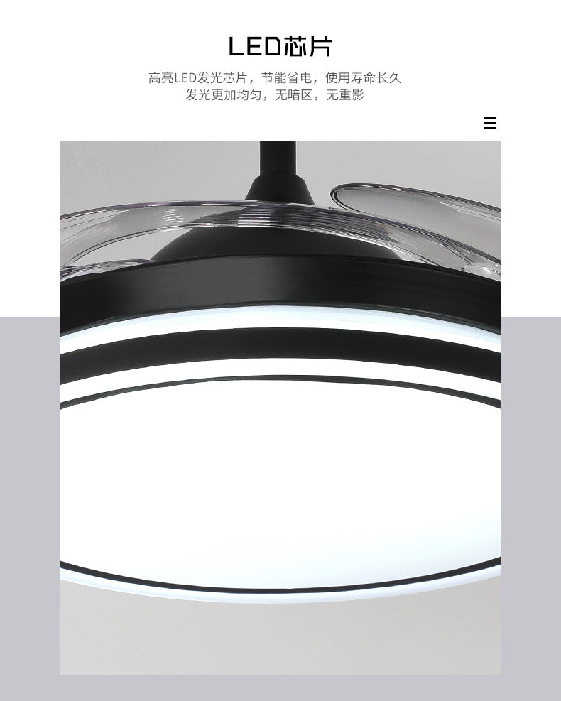Invisible Fan Light Nordic Ceiling Fan Light High Wind Power Living Room Dining Room Bedroom Ceiling Mounted Variable Frequency Electric Fan Ceiling Light Integrated