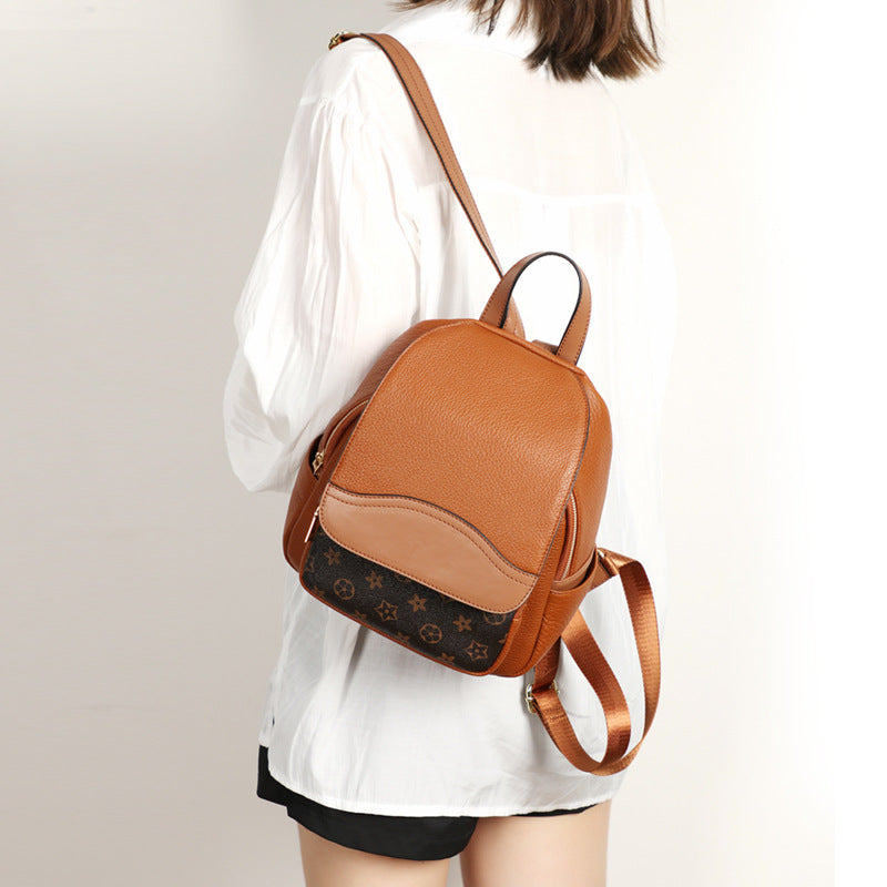 Backpack Top Layer Cowhide mini Fashionable Simple Large Capacity Crossbody Bag Casual Versatile Travel Small Backpack for Women