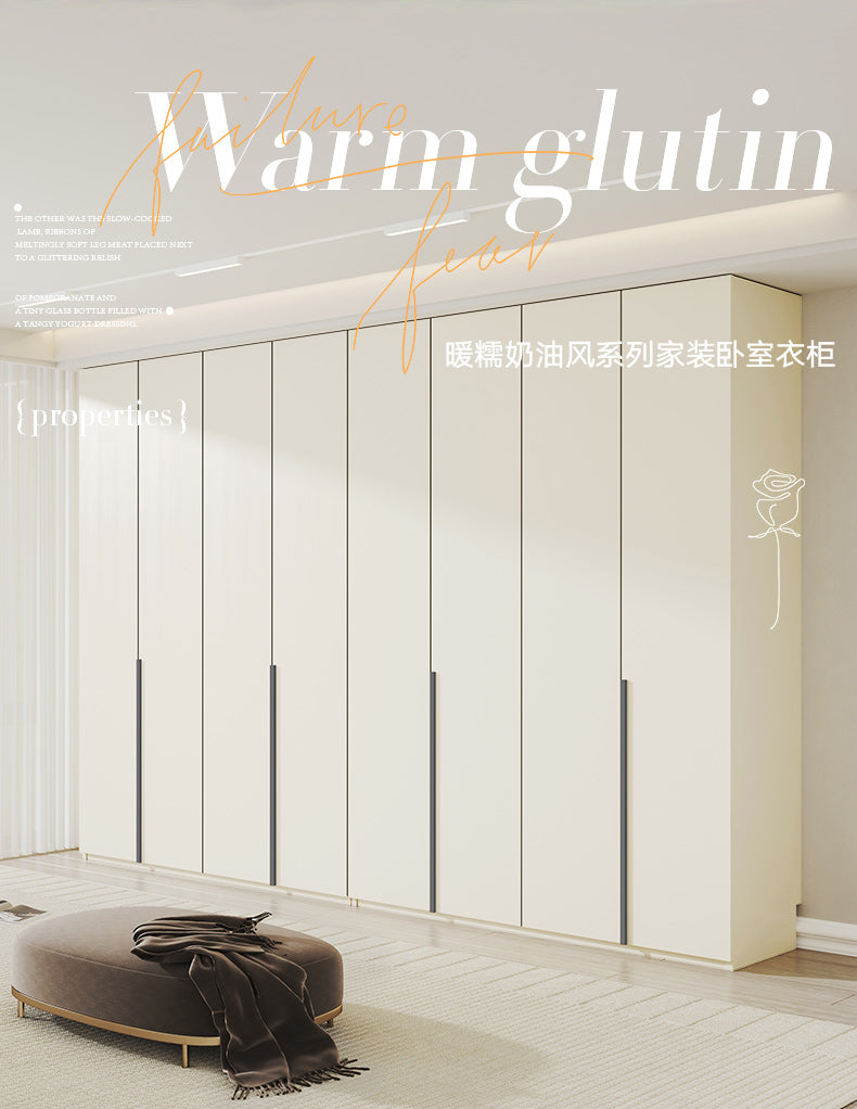 Solid Wood Wardrobe for Home Bedroom, Double Door, Easy Assembly Cabinet, European Pine Board Storage Cabinet, One Door to the Top, Heightened Wardrobe