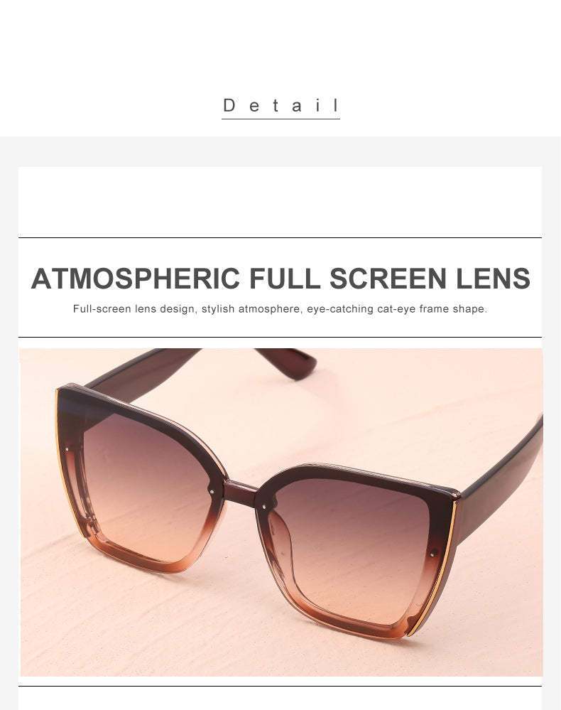 Internet Celebrity Cat Eye Large Frame Sunglasses for Women Fashion Trend UV Protection Sunglasses Korean Style Glasses sunglasses
