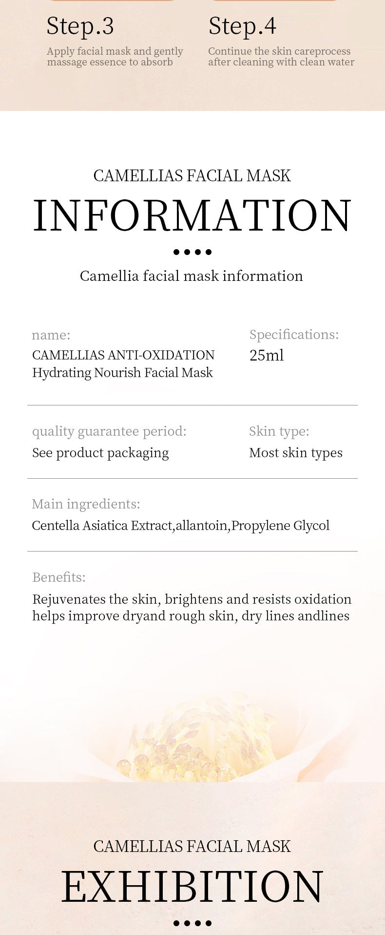 Camellia Mask BIOAOUA Hydrating Moisturizing Tablets Cross-Border Wholesale Manufacturer