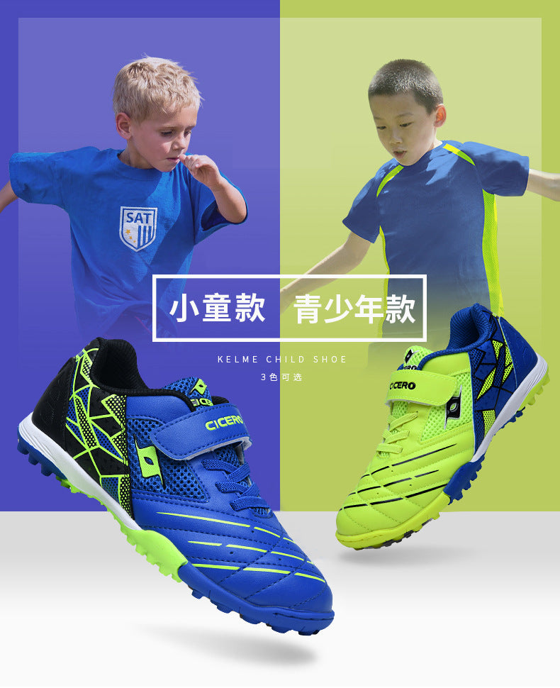 Men's Soccer Shoes TF Velcro Magic Tape Children's Sports Shoes for Primary and Secondary School Students and Teenagers for Sports Competitions and Training