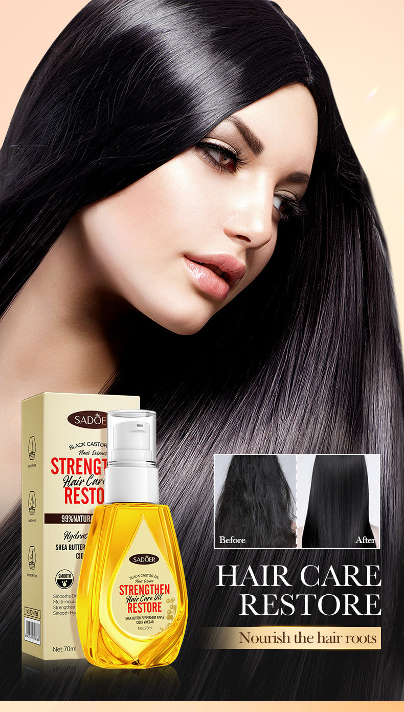 Black Castor Oil Hair Care Essential Oil SADOER Moisturizing and Smooth Hair Conditioner Cross-Border Wholesale