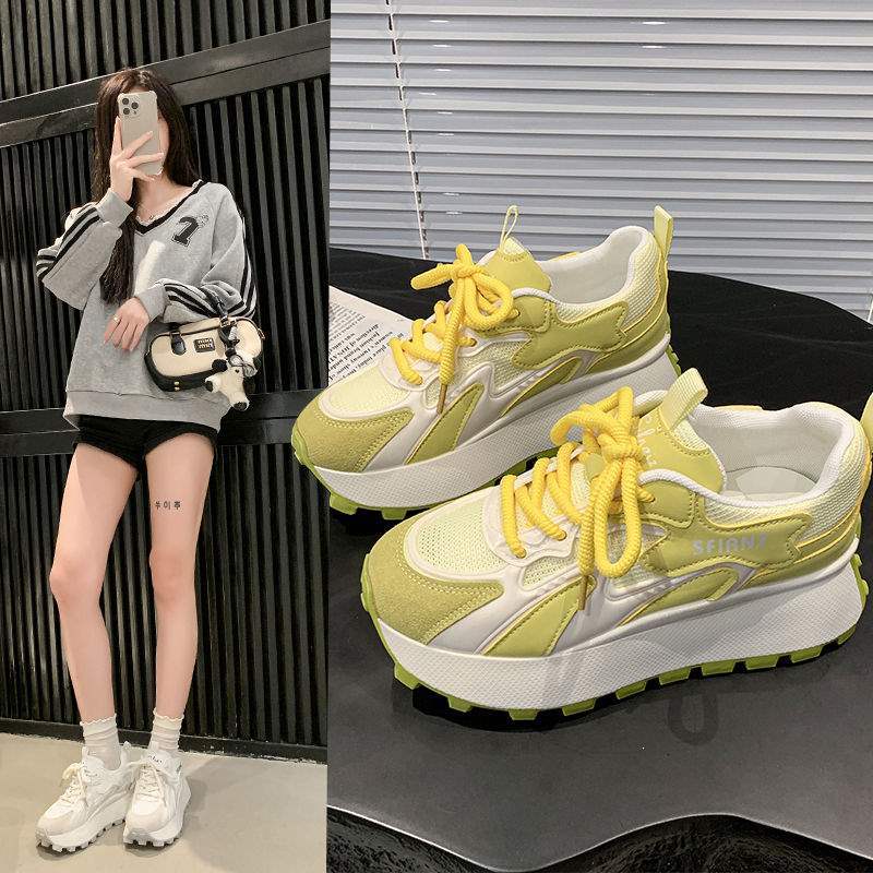 Women's Mesh Forrest Gump Shoes2025New Summer Style Foot-Slimming Versatile Breathable Color-Block Casual Dad Sneakers