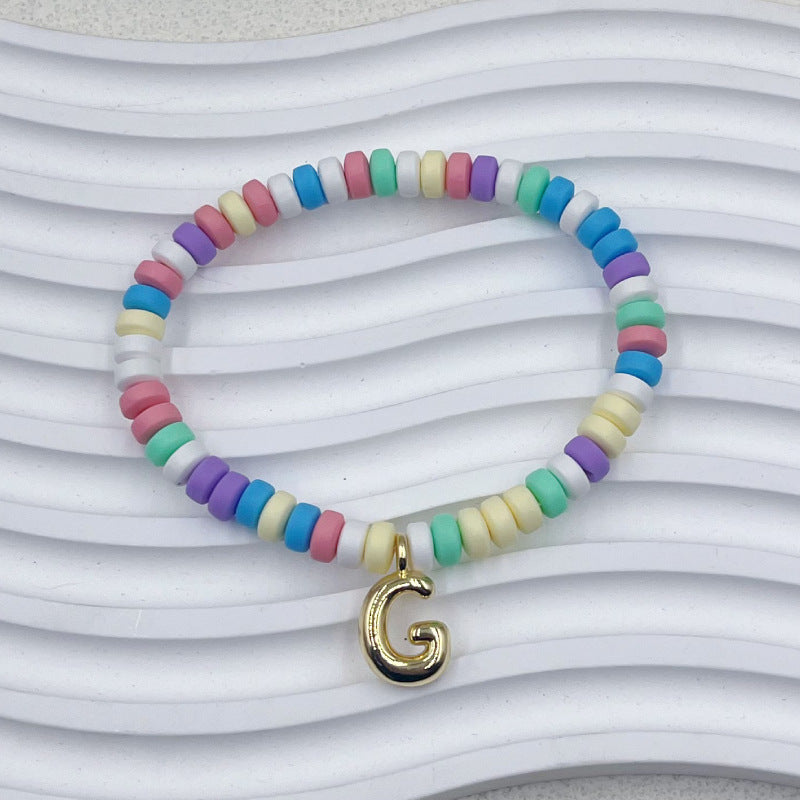 Bubble Balloon Letter Bracelet Best Friend Friendship Gift Sweet Bracelet Colorful Soft Clay Abacus Bead Bracelet