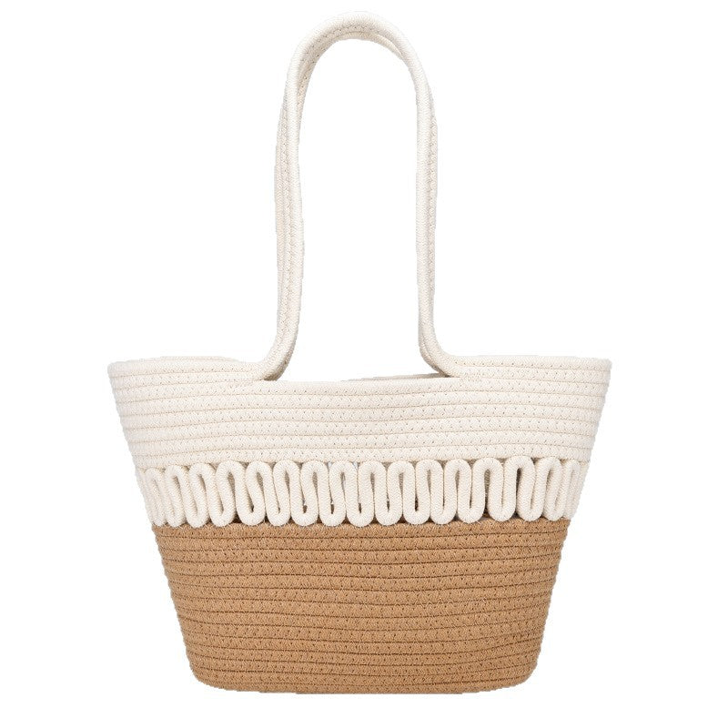 Single Shoulder Bag Hollow Summer Woven Bag New Large Capacity French Straw Bag Beach Vacation Beach Bag for Women