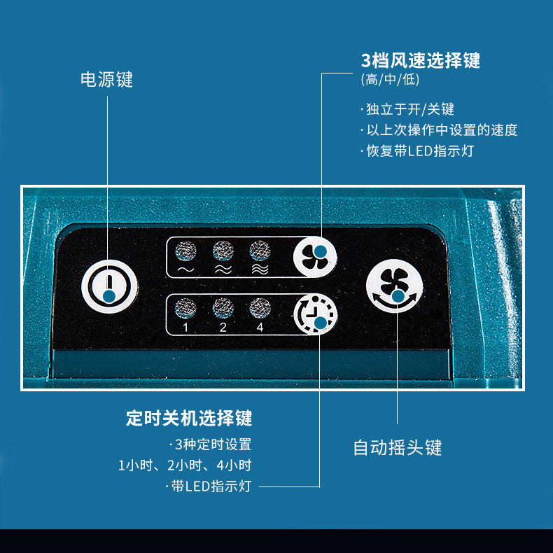 MT Lithium Battery Fan Rechargeable Dual-use Home Car Outdoor Portable Three-speed Shaking Head Floor Fan Wholesale