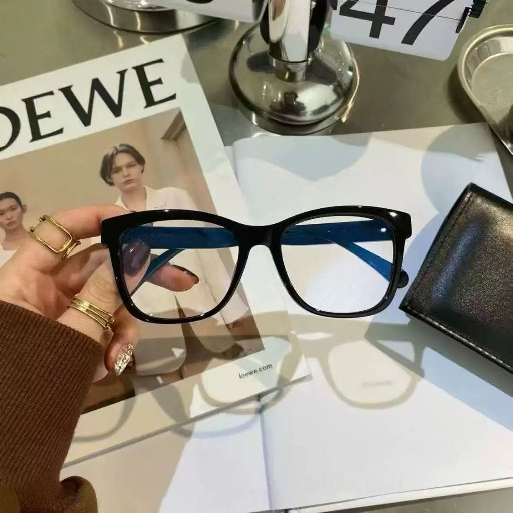 Classic Black Frame Square Frame Plain Glasses for Women Outdoor Street Shooting Anti-Blue Light Myopia Flat Glasses Frame CH3392