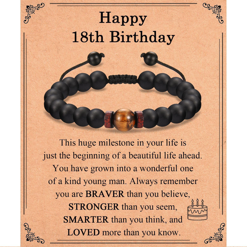 Tiger Eye Stone Spacer Braided Bracelet8mm Black Matte Beaded Stretch Bracelet Birthday Gift Woven Bracelet