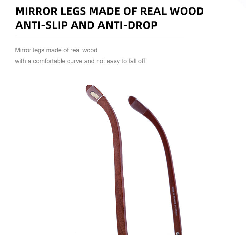 European and American Retro Wooden Leg Aviator Sunglasses for Men Wooden Driving Frog Sunglasses Wholesale