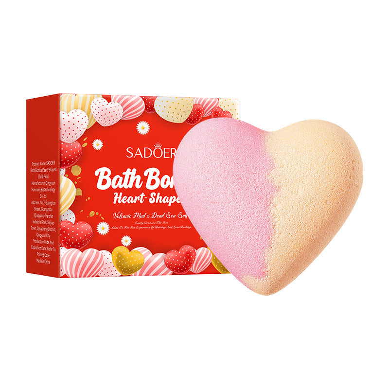 Cross-border Heart-shaped Bath Bomb120g  Deep Cleansing Body Bath Bath Salts Export Manufacturer Wholesale