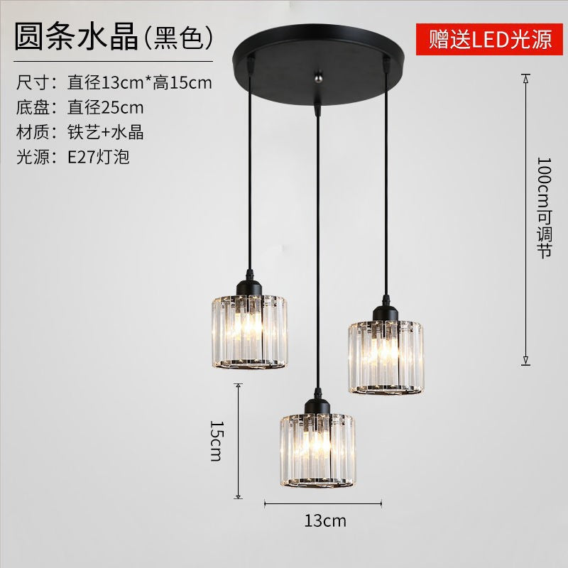Export Simple Restaurant Crystal Pendant Light Single Head3Headboard Pendant Light Dining Table Bar Crystal Pendant Light Wholesale