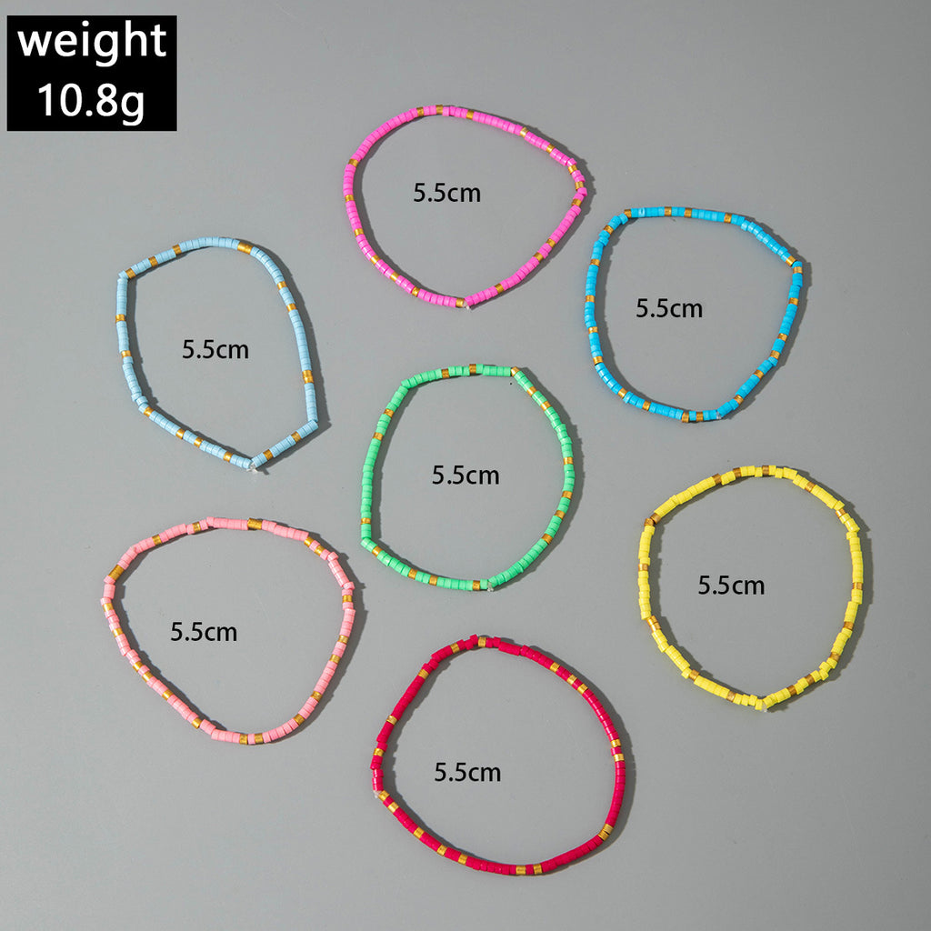 European and American Jewelry Bohemian Simple Colorful Beaded Bracelet  Fashion Dopamine Multi-layer Elastic Bracelet Wholesale