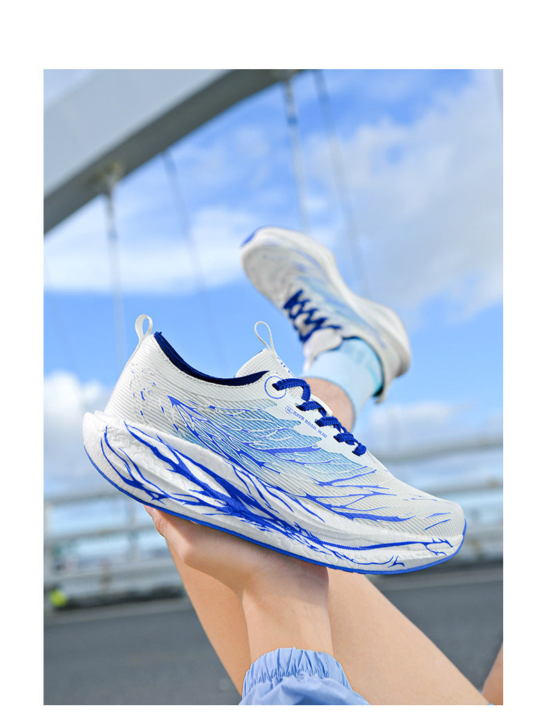 Autumn New Fluorescent Parent-Child Fashion Casual Sports Shoes with Real Carbon Plate High Elasticity Cushioning Outdoor Running Shoes