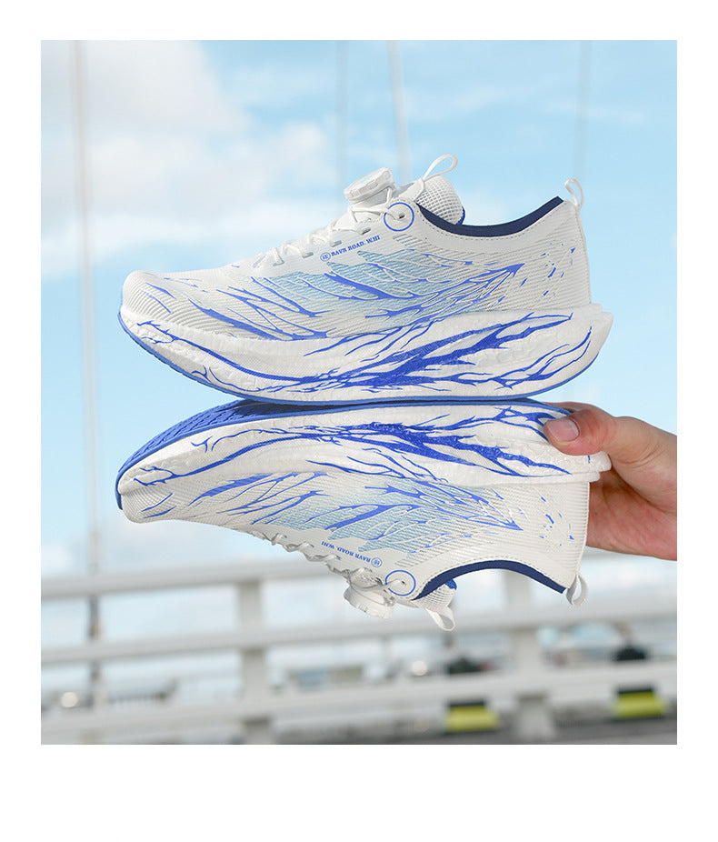 2025New Rotating Buckle Couple Fluorescent Trendy Fashion Running Shoes Real Explosive Carbon Plate Rebound Shock Absorption Sports Shoes