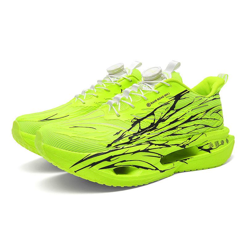 Autumn Winter Double Mesh Thickened Comfortable Rotating Buckle Fluorescent Versatile Running Shoes Youth Carbon Plate Really Soft Sole Sports Shoes